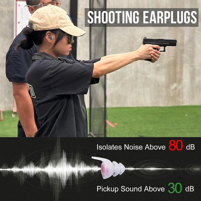 TACTIC STAR Shooting Earplugs for Pickup Sound, 30 dB NRR Hearing Protection - Silicone & Reusable Ear Plugs for Outdoor Shooting, Firing Range & Hunting, White - Image 2